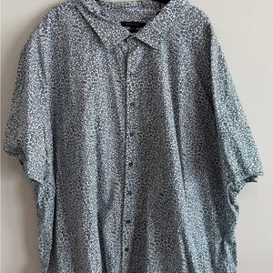Synergy Organic Clothing Blue and White Micro Floral Button-Down Shirt